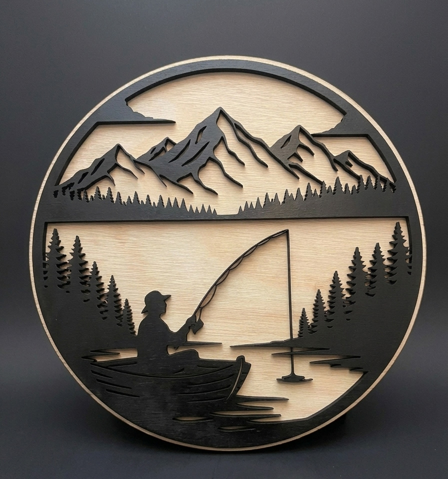 Mountain Lake Fishing Scene — View 2