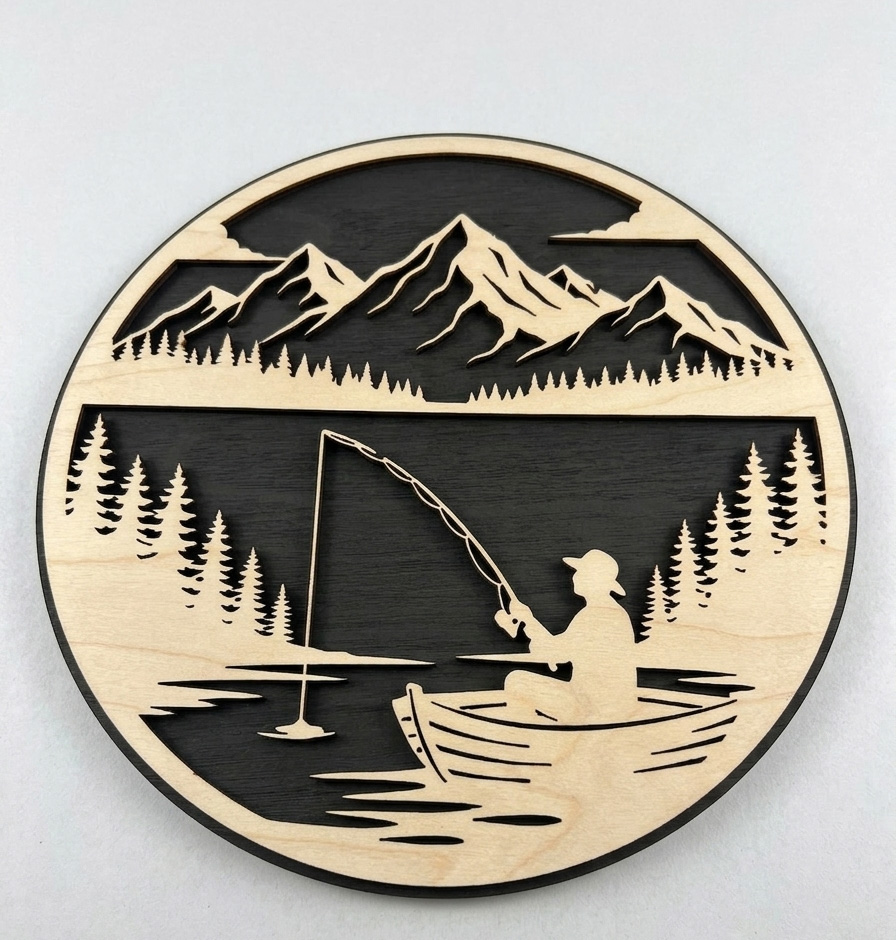 Mountain Lake Fishing Scene — View 3